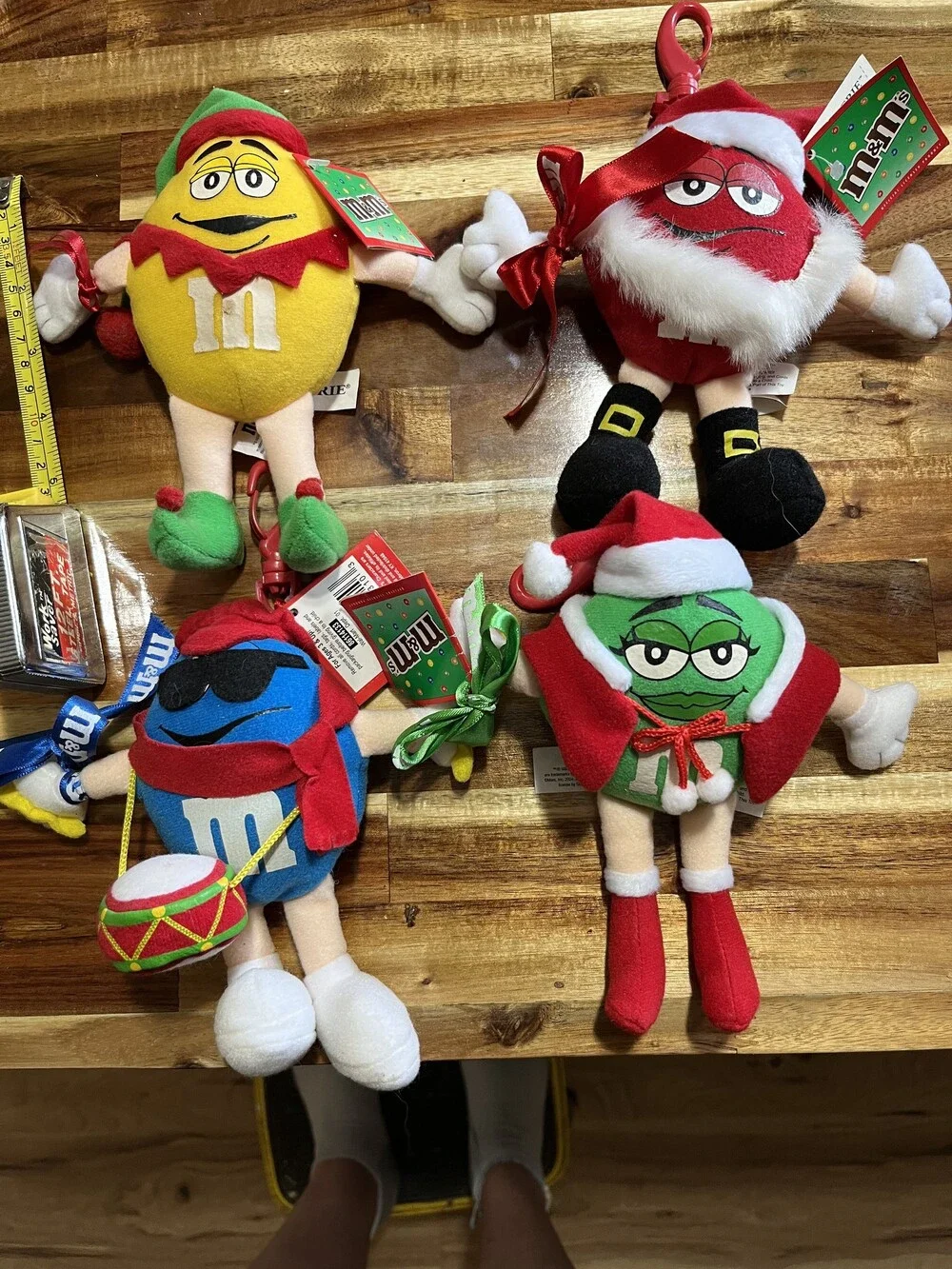 M&M's Holiday Plush Toy Set of 4 Christmas Elf Santa Mrs Claus
